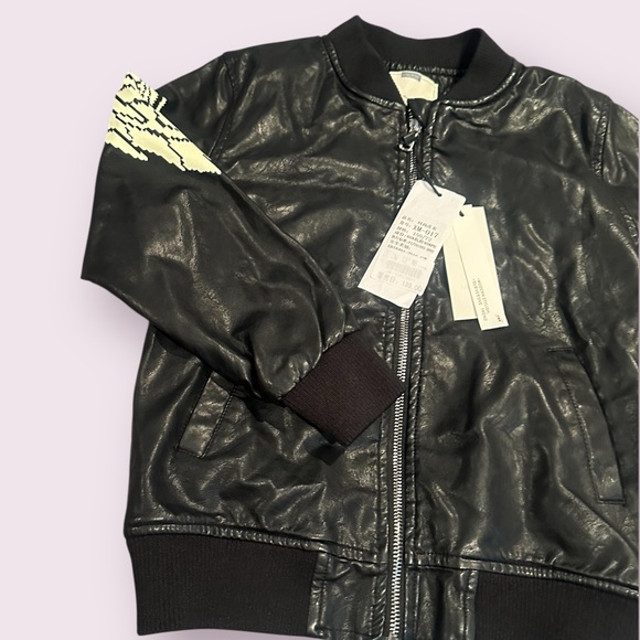 Kids Little King Black Faux Leather Jacket Wing Design Harley Davidson Patch - Picture 2 of 11